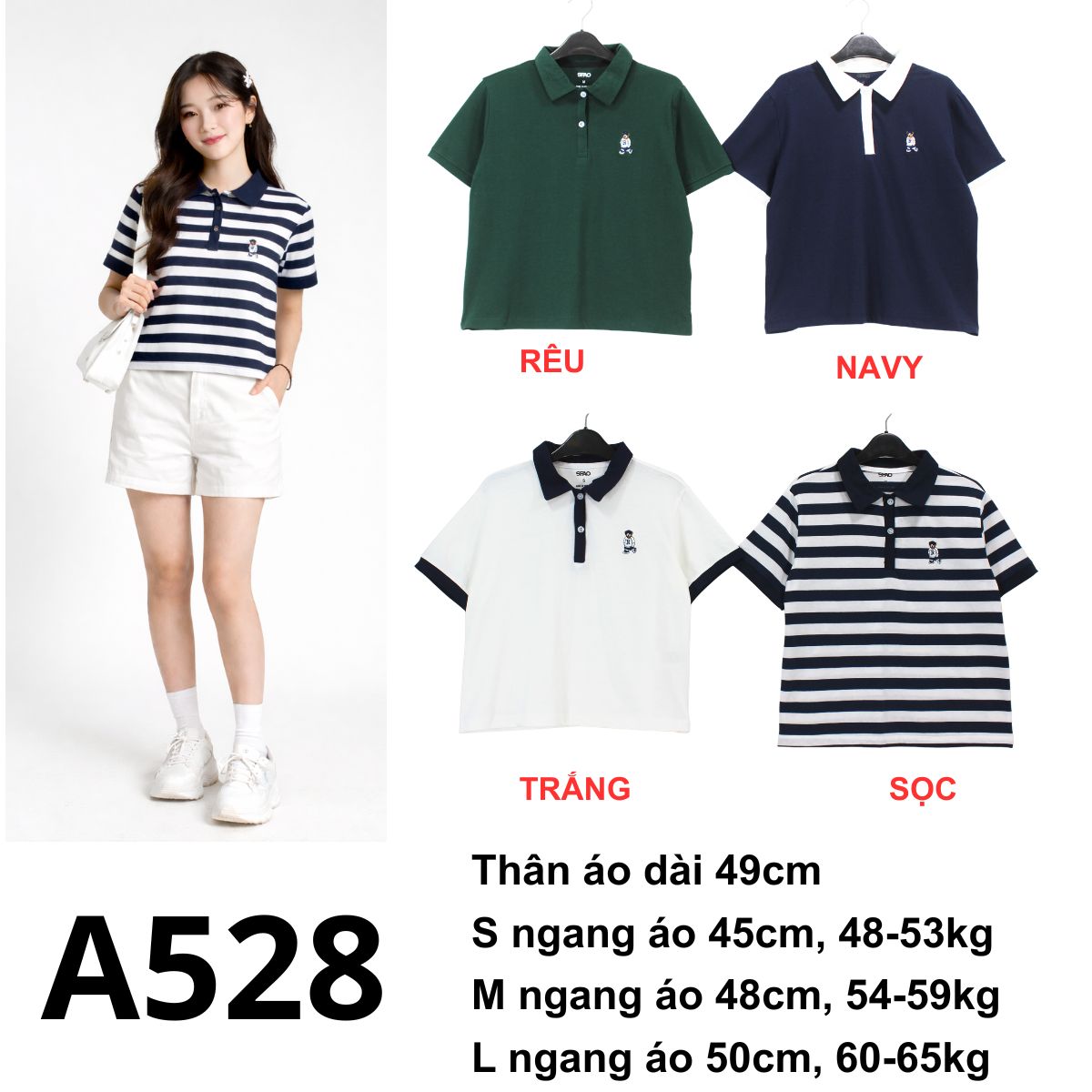 A528- Áo polo crop