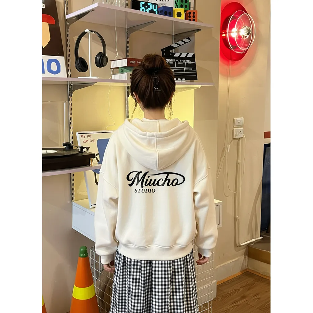 Áo khoác hoodie zip boxy Miucho nỉ 2 da thoáng mát khóa kéo có nón local brand 2837_thumbnail_6