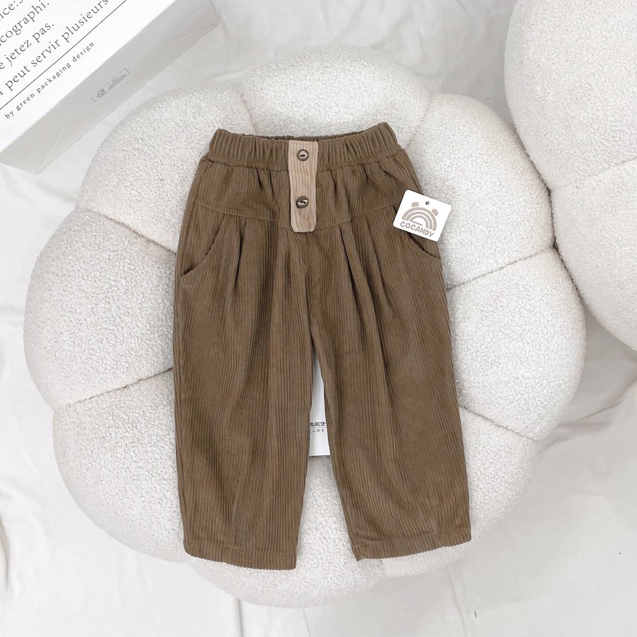 Quần dài nhung NÂU RÊU phối BE_thumbnail_0