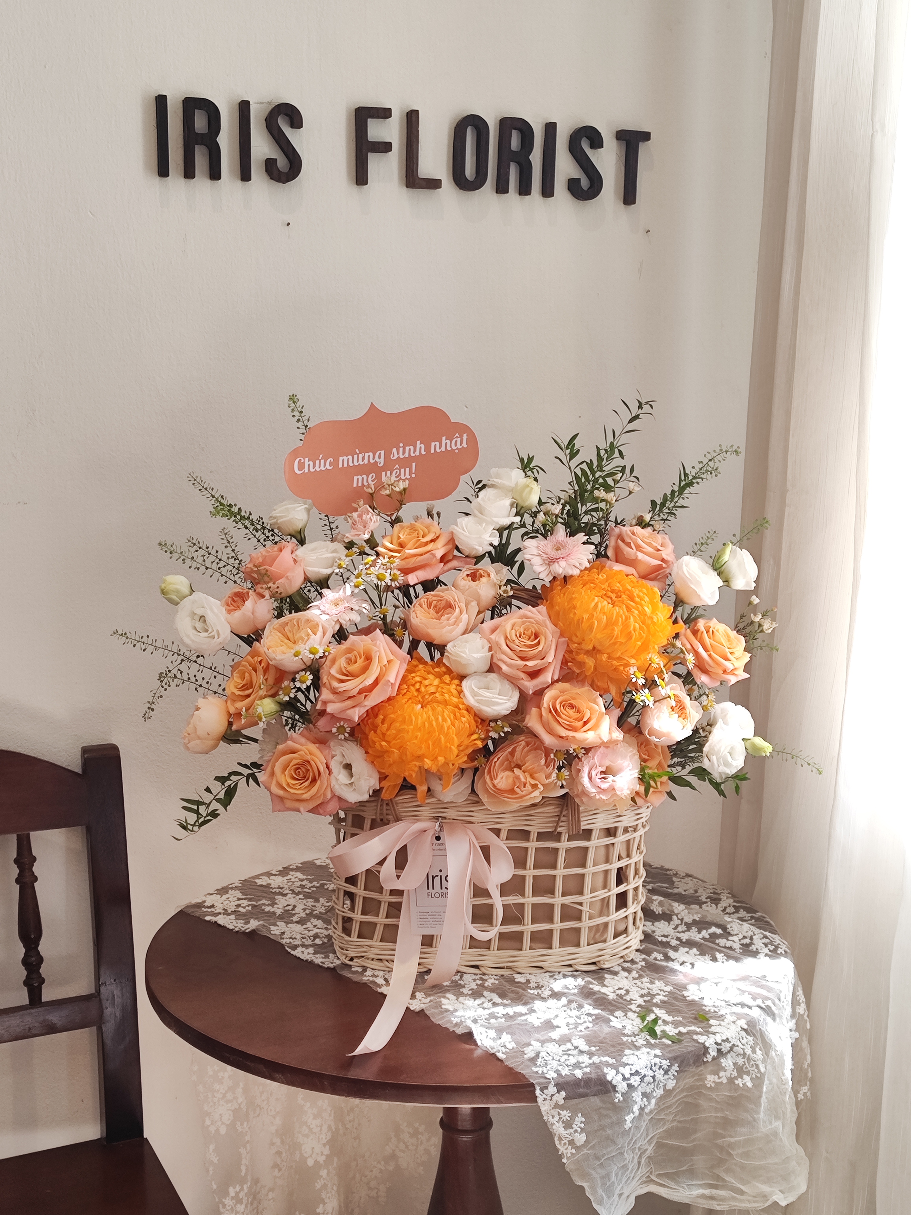 Giỏ hoa Cúc mẫu đơn tone cam - size L_thumbnail_0