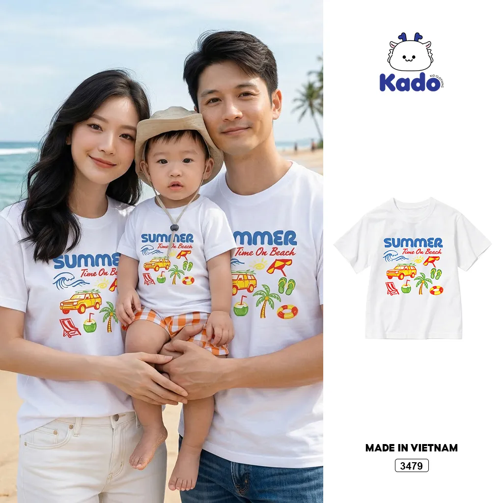 Áo thun gia đình form rộng hè biển Kado 3478