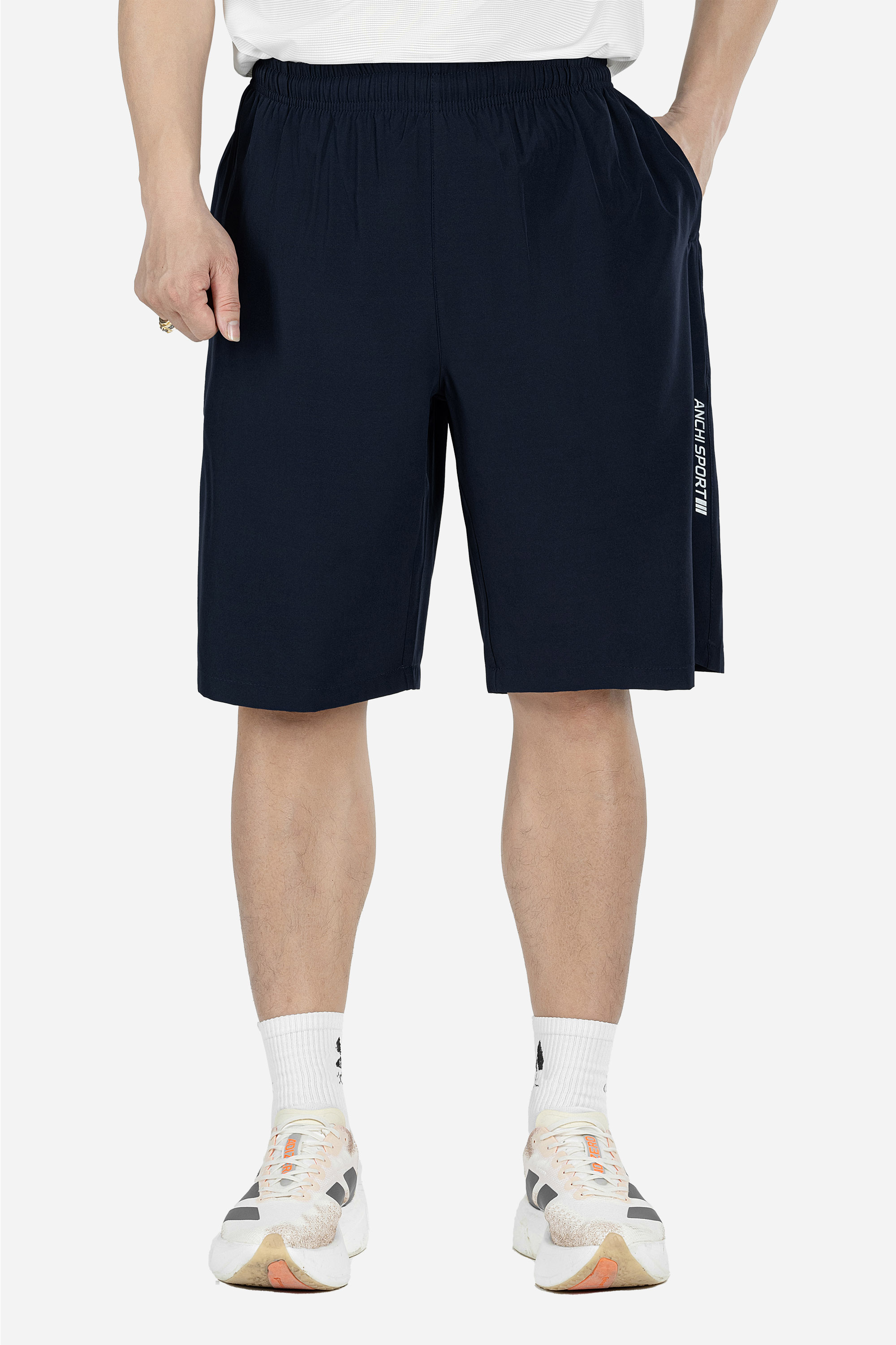 Quần Soọc Gió Exdry Nam Trung Niên ANCHI Dáng Suông Dài Qua Gối Màu Xanh Than