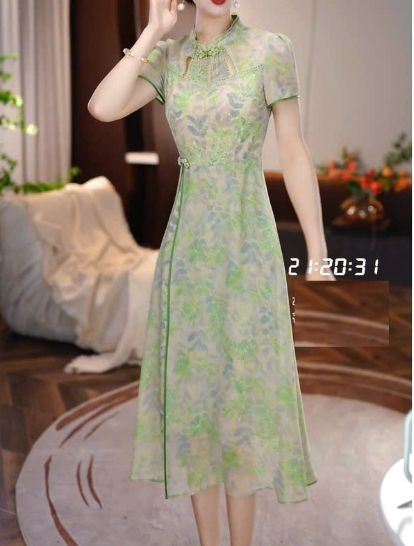 18198-Đầm xòe A vạt xẻ cách điệu cổ tàu kết nút (  voan, lót)_thumbnail_2