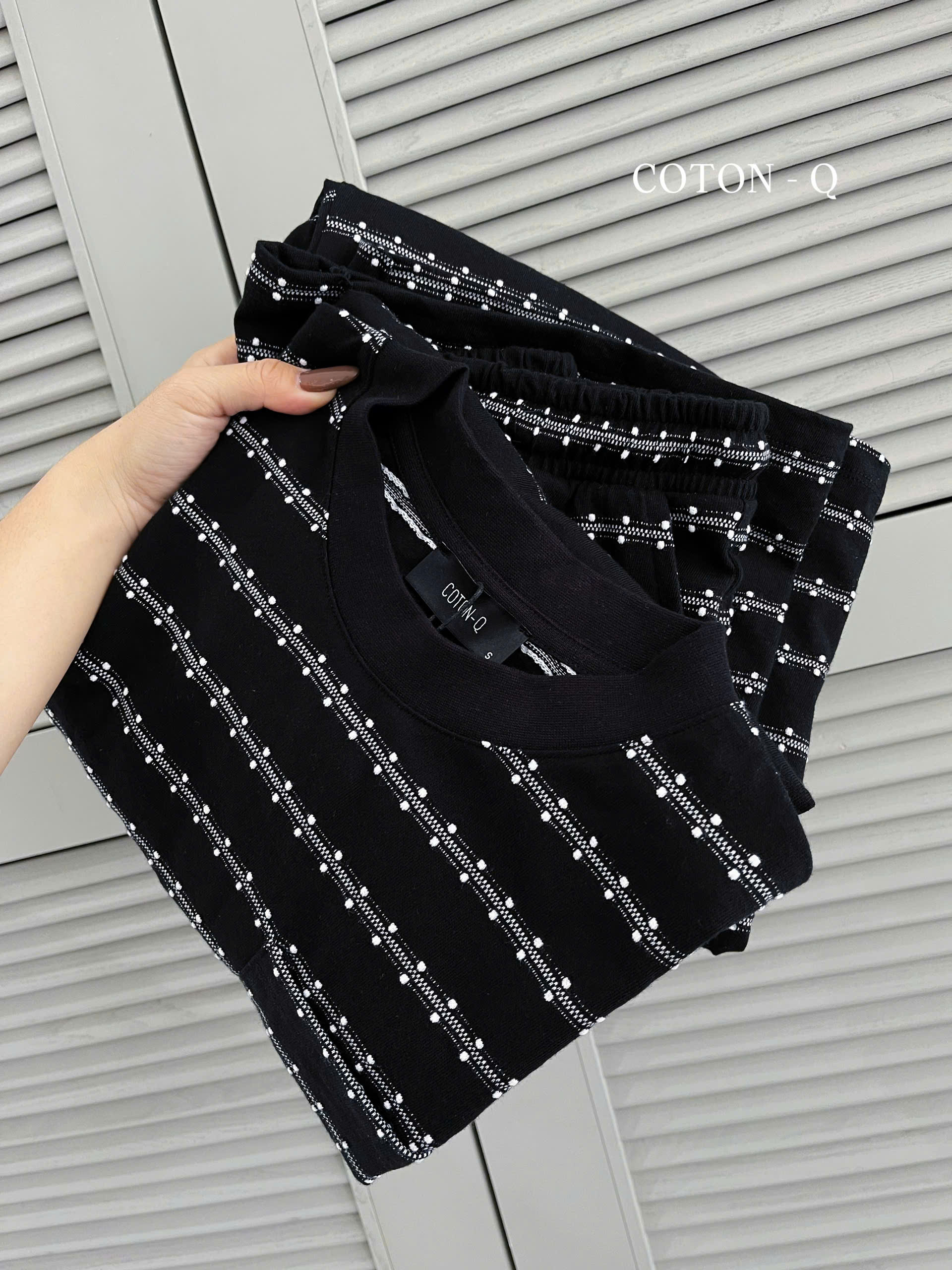 HJ173 Set bộ dài phối sọc ( ĐEN )