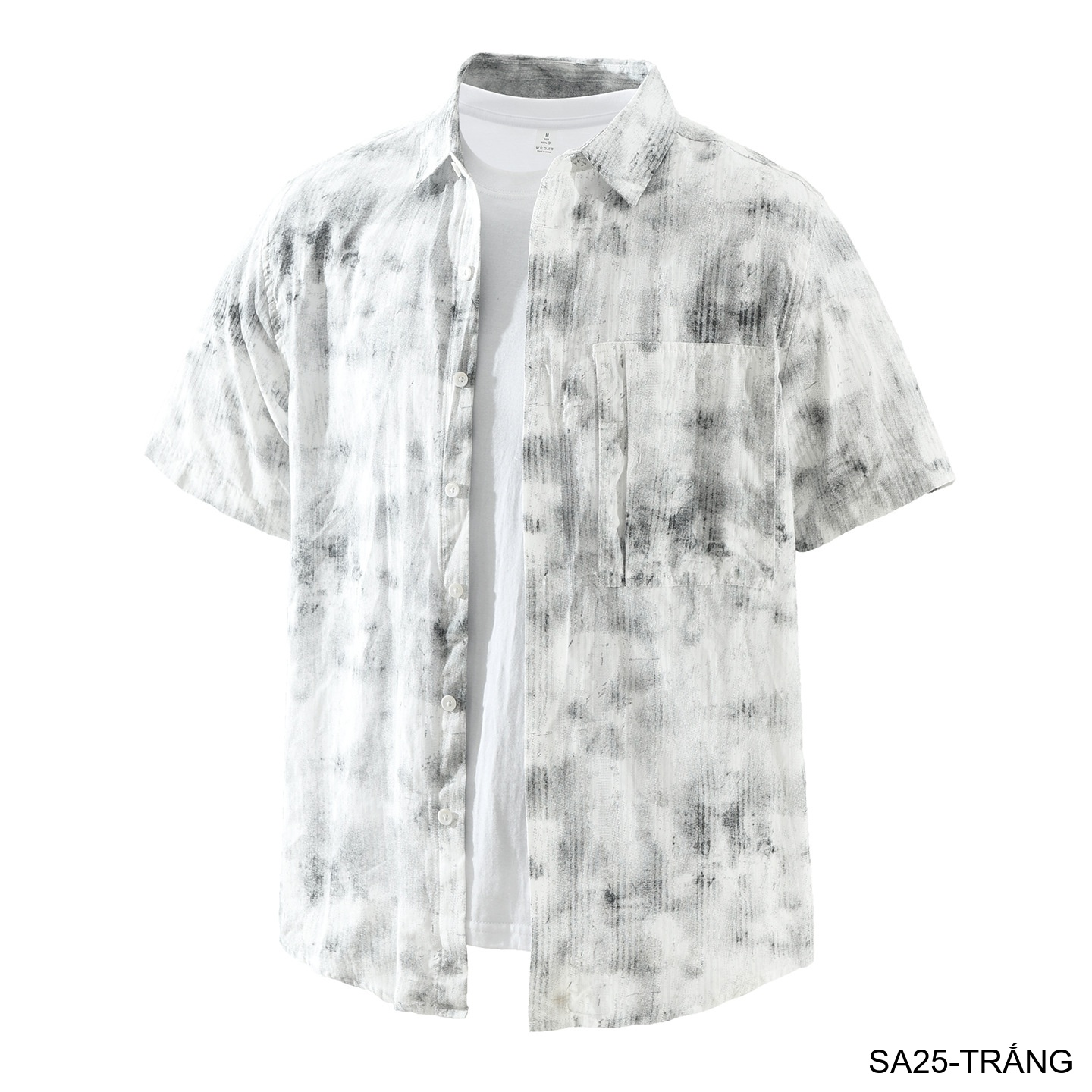 SA25 - Áo sơ mi nam ngắn tay họa tiết phong cách streetwear, chất cotton mềm mát, form rộng thoải mái