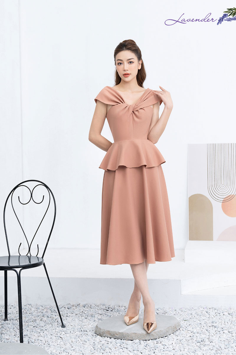 Đầm xòe peplum cổ xoắn D2451_thumbnail_1