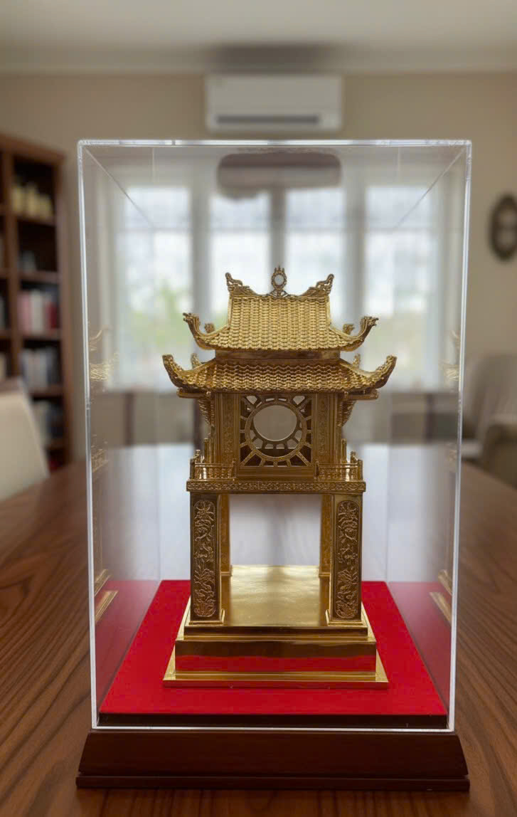 Mô hình khuê văn các bằng đồng mạ vàng 24k KT CAO 38CM 