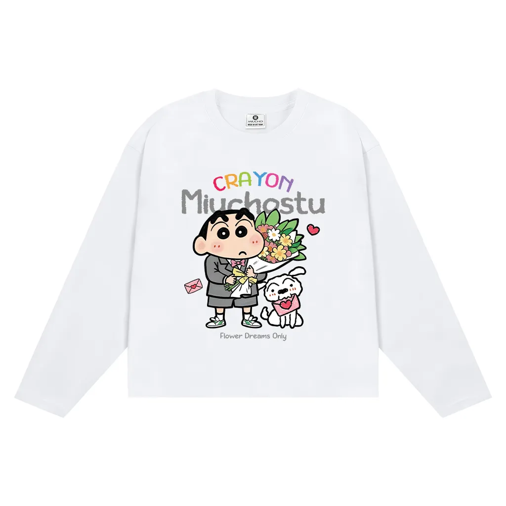 Áo thun boxy tay dài hoạt hình đáng yêu Miucho vải thoáng mát cổ tròn in mix 2957_thumbnail_0