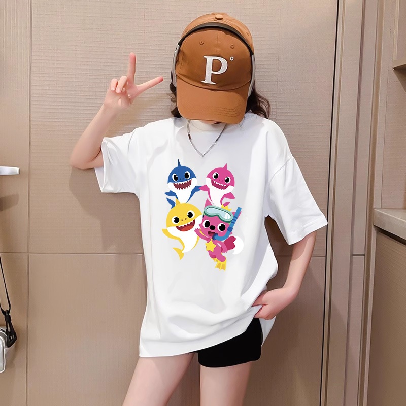 Áo thun bé gái Baby Shark cá mập AED688 Miucho Kid 100% vải cotton thoáng mát basic_thumbnail_2