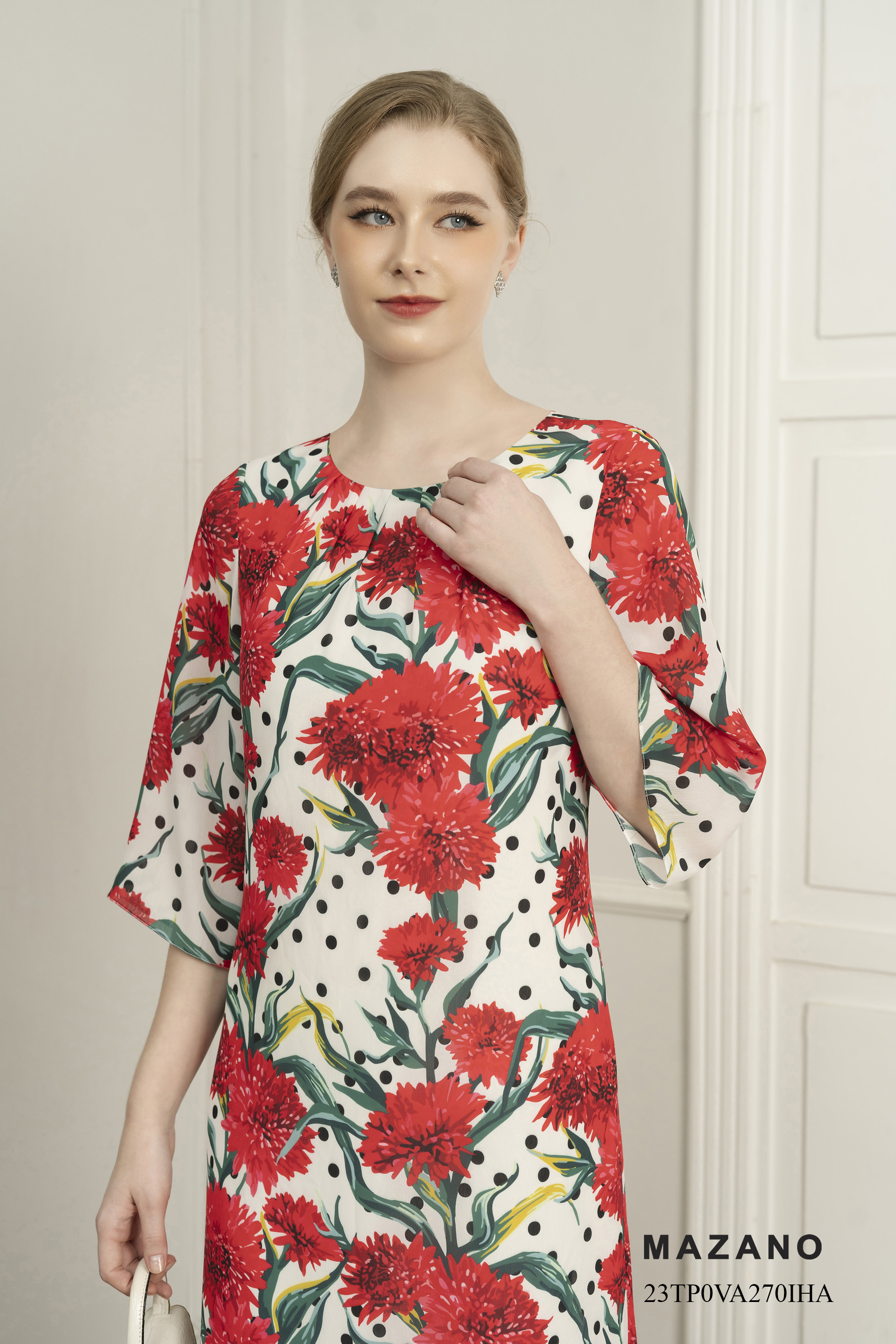 Đầm suông A dài họa tiết