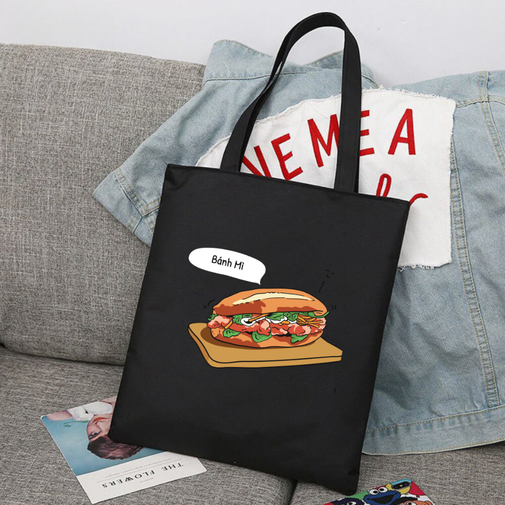 Túi Tote BST Ẩm thực đường phố Việt Nam - Túi vải canvas có túi phụ và khoá kéo đựng vừa A4 (33x37cm) - TOTE22_thumbnail_6