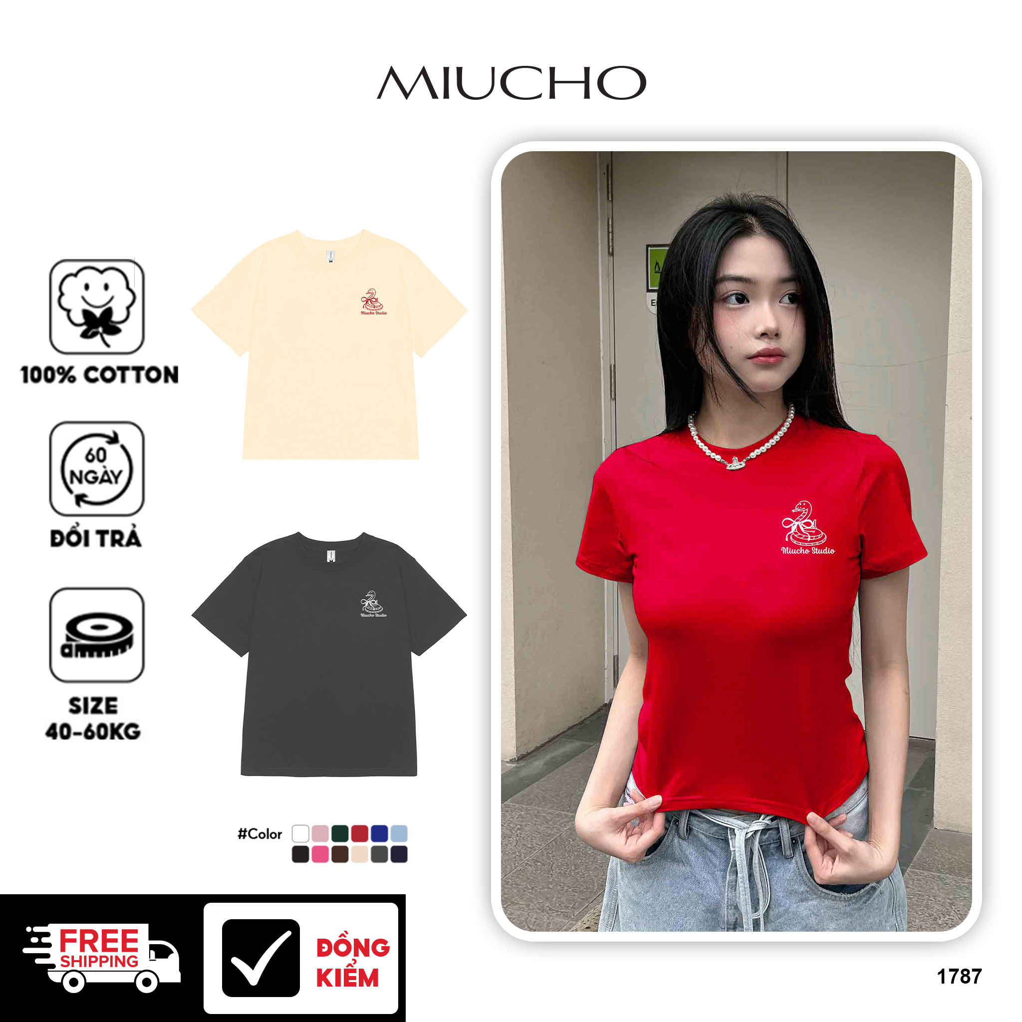 Áo baby tee tết cổ tròn vải cotton 4c co giãn thoáng mát 1787 Miucho in mix_thumbnail_1