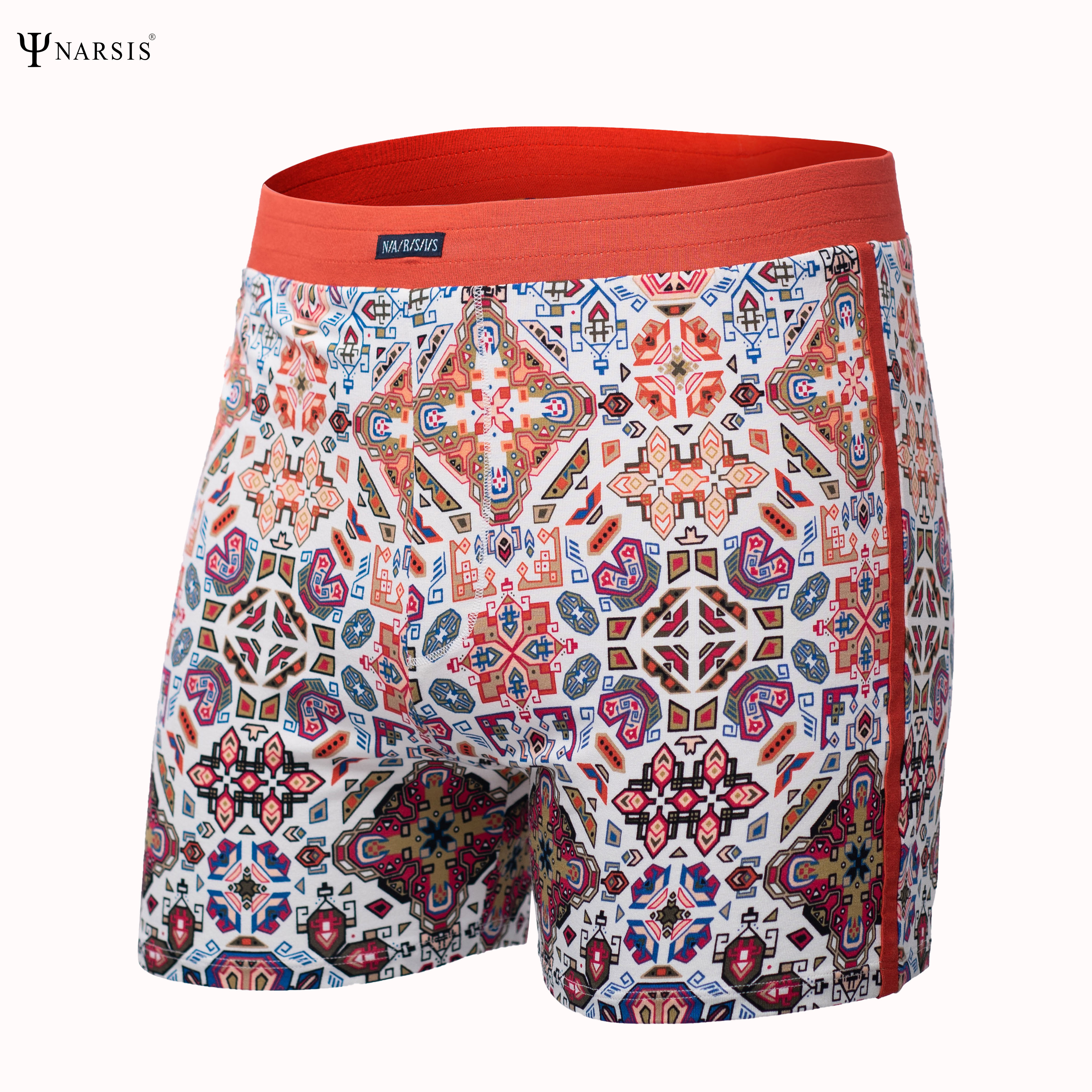 Quần đùi nam big size Narsis S25006 chất Cotton Spandex màu Hoa văn đỏ, thiết kế thoáng khí, phù hợp mùa hè_thumbnail_0