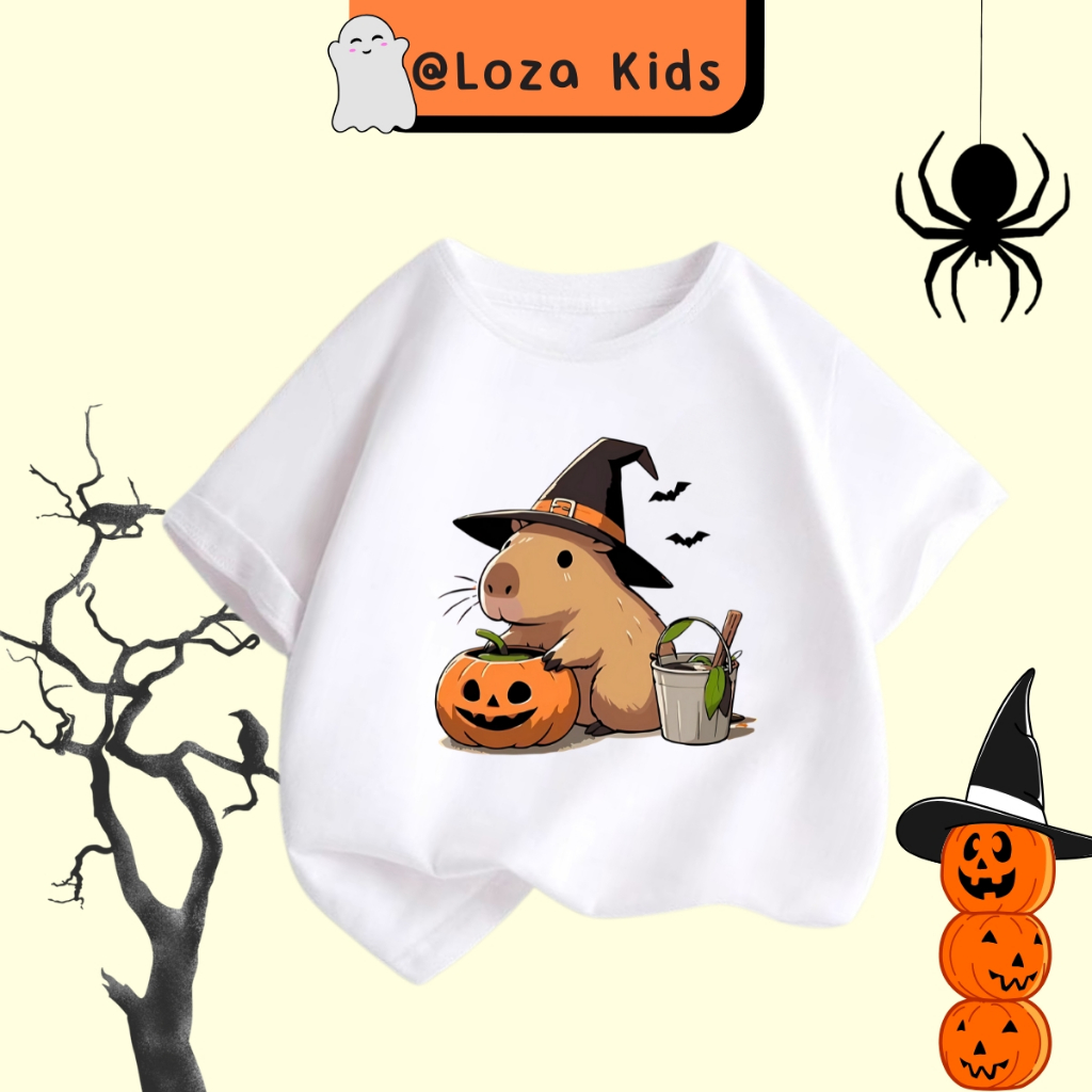 Áo thun Capybara Halloween cho bé trai và bé gái - Áo phông trẻ em Loza Kids- AT2845_thumbnail_5