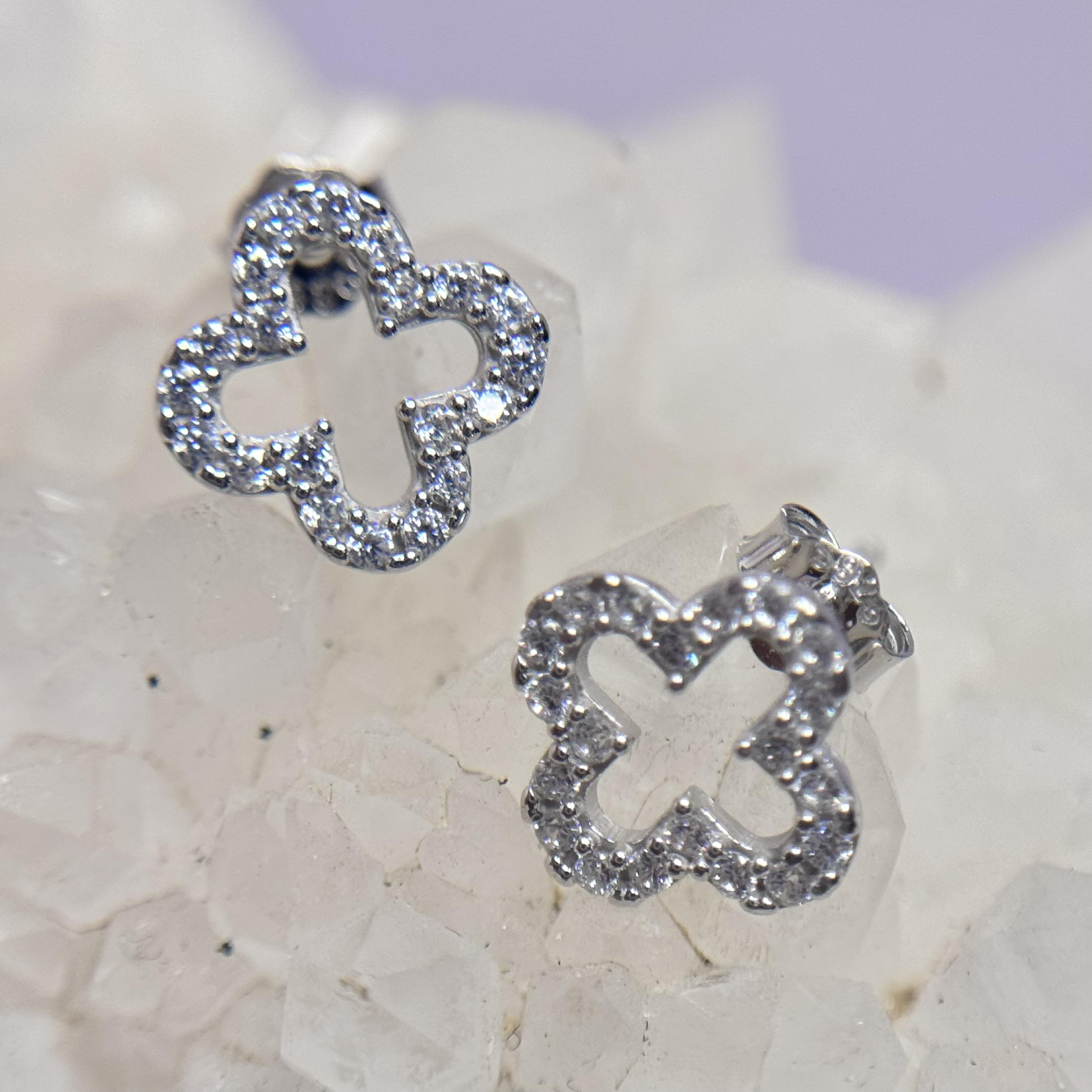 Khuyên kiểu bạc xi bạch kim cỏ 4 lá rỗng_thumbnail_3