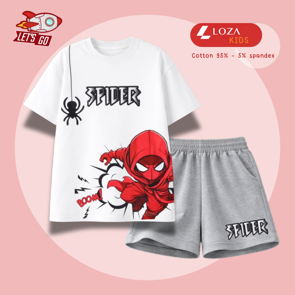 Set bộ bé trai hình Spiderman Boom -  Loza Kids SB639