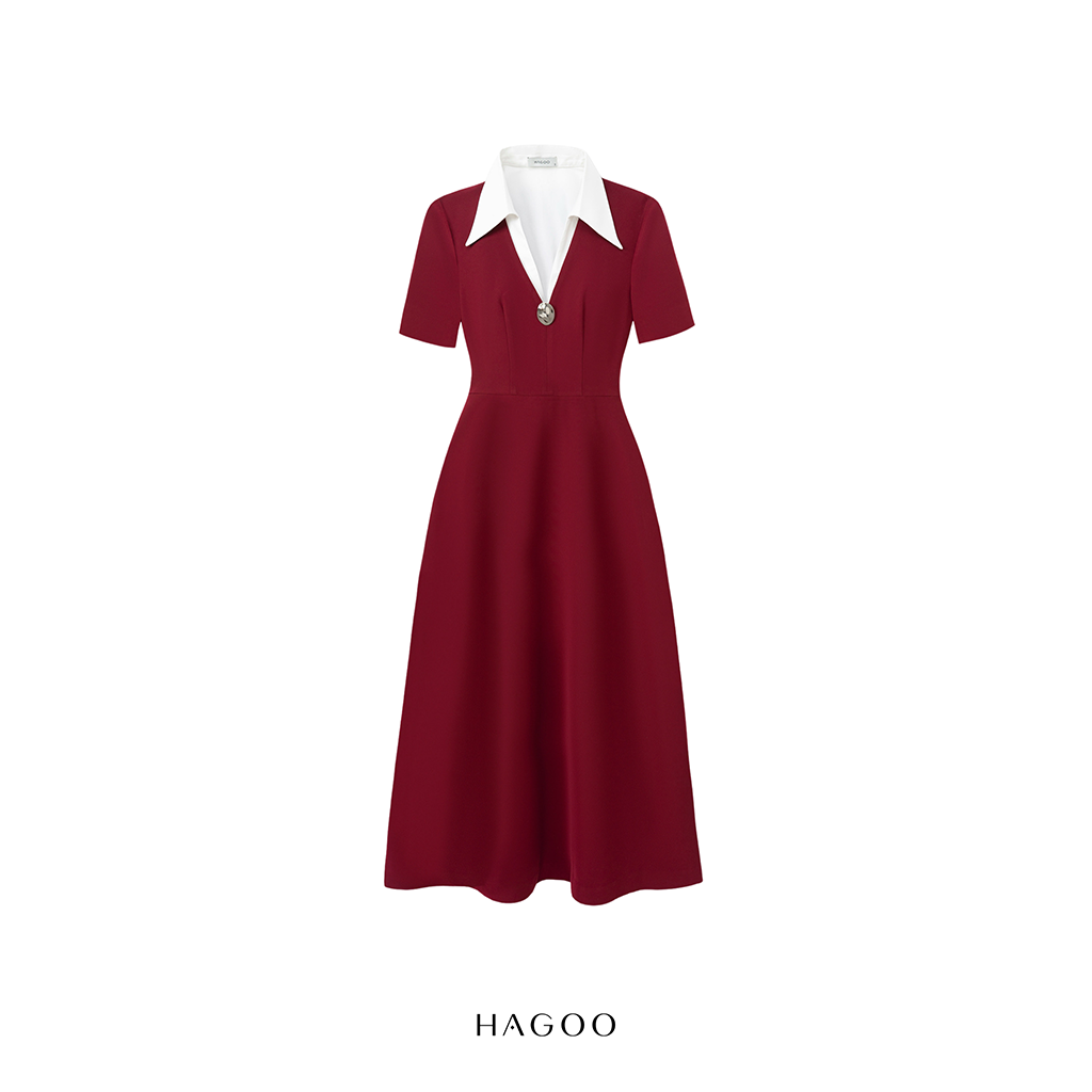 Váy xòe dài cổ V phối trắng_thumbnail_4