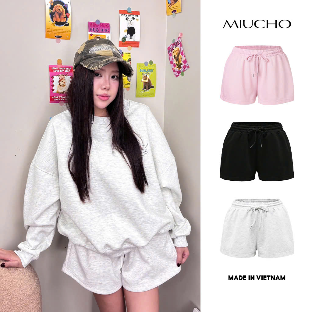 Quần short nữ trơn Miucho vải nỉ 2 da thoáng mát dày dặn QS00054_thumbnail_1