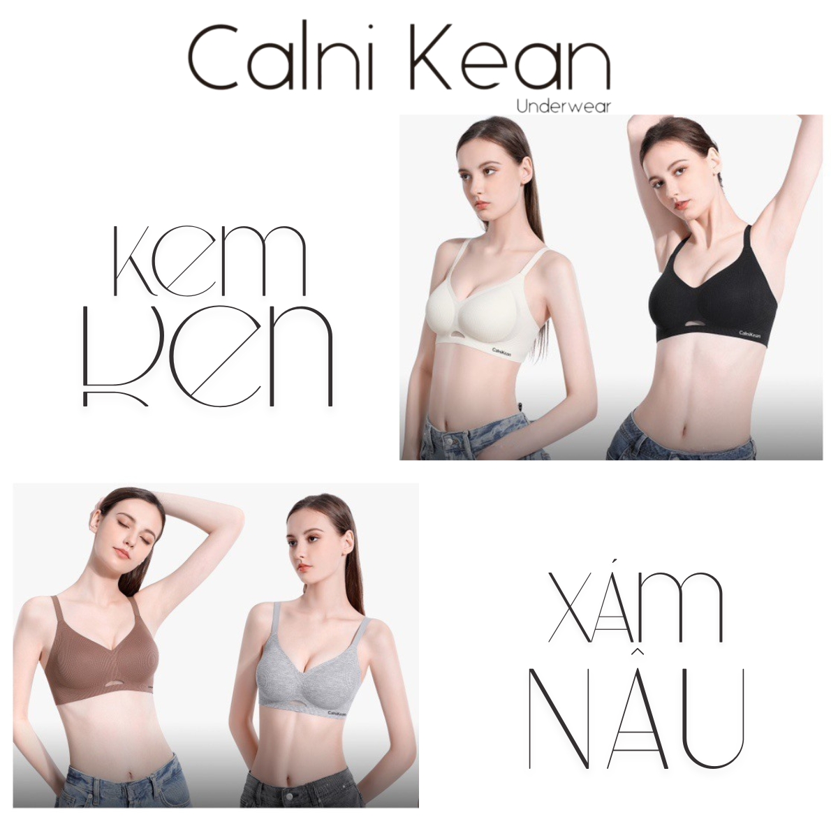 CalniKean Áo Lót Nữ Cotton Hàn Mềm Mại Mút 1.5cm 4 Màu Đen Nâu Da Xám Nâng Đẩy V1 CK03_thumbnail_3