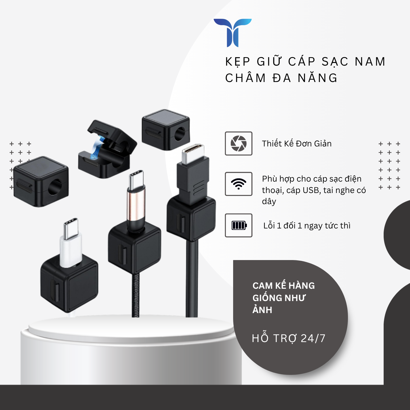 T-ECO SHOP | Kẹp Giữ Dây Sạc – Cố Định Dây, Chống Rối, Gọn Gàng Bàn Làm Việc_thumbnail_1