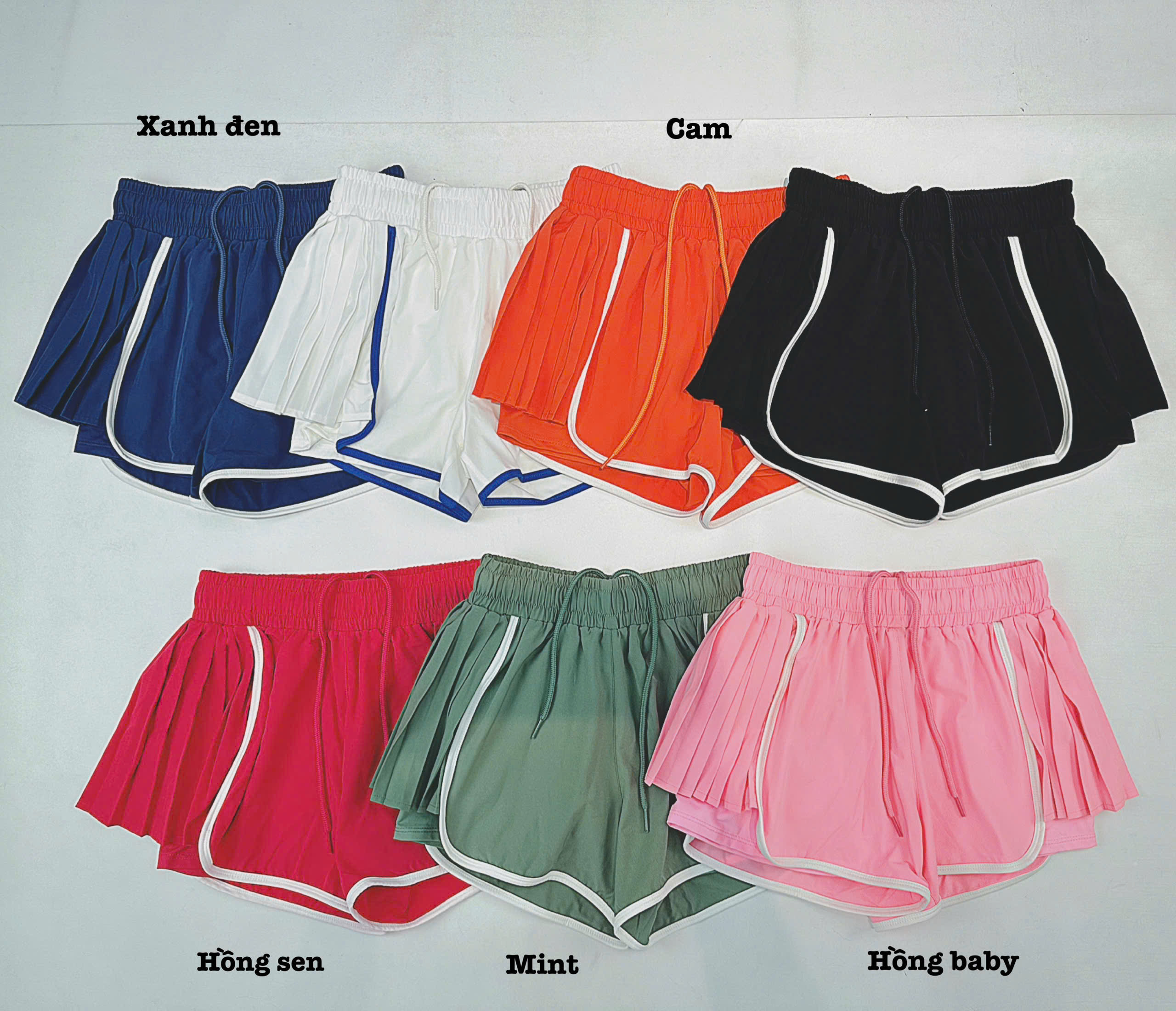 Quần Đùi Thể Thao Nữ Boxer 2 Lớp Xếp Li 2 Bên Phối Viền_thumbnail_3