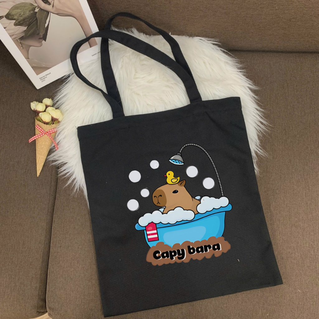 Túi tote in hình Capybara Cute - Túi vải canvas kích thước 33x37cm đựng vừa A4  và laptop - TOTE10_thumbnail_19