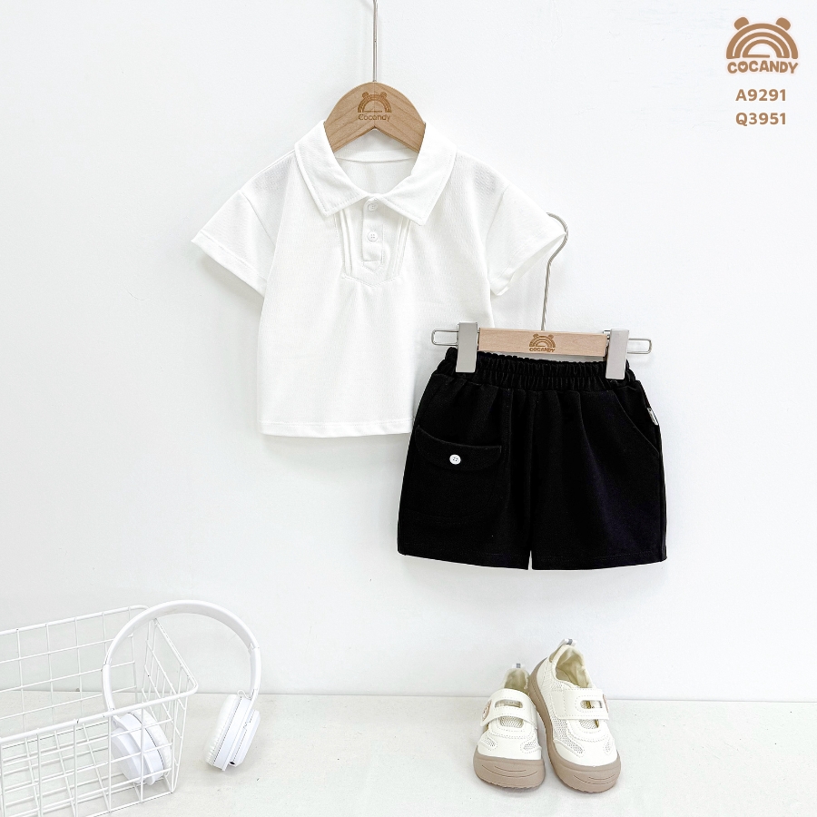 Quần cộc ĐEN cá sấu CVC basic 1 cúc