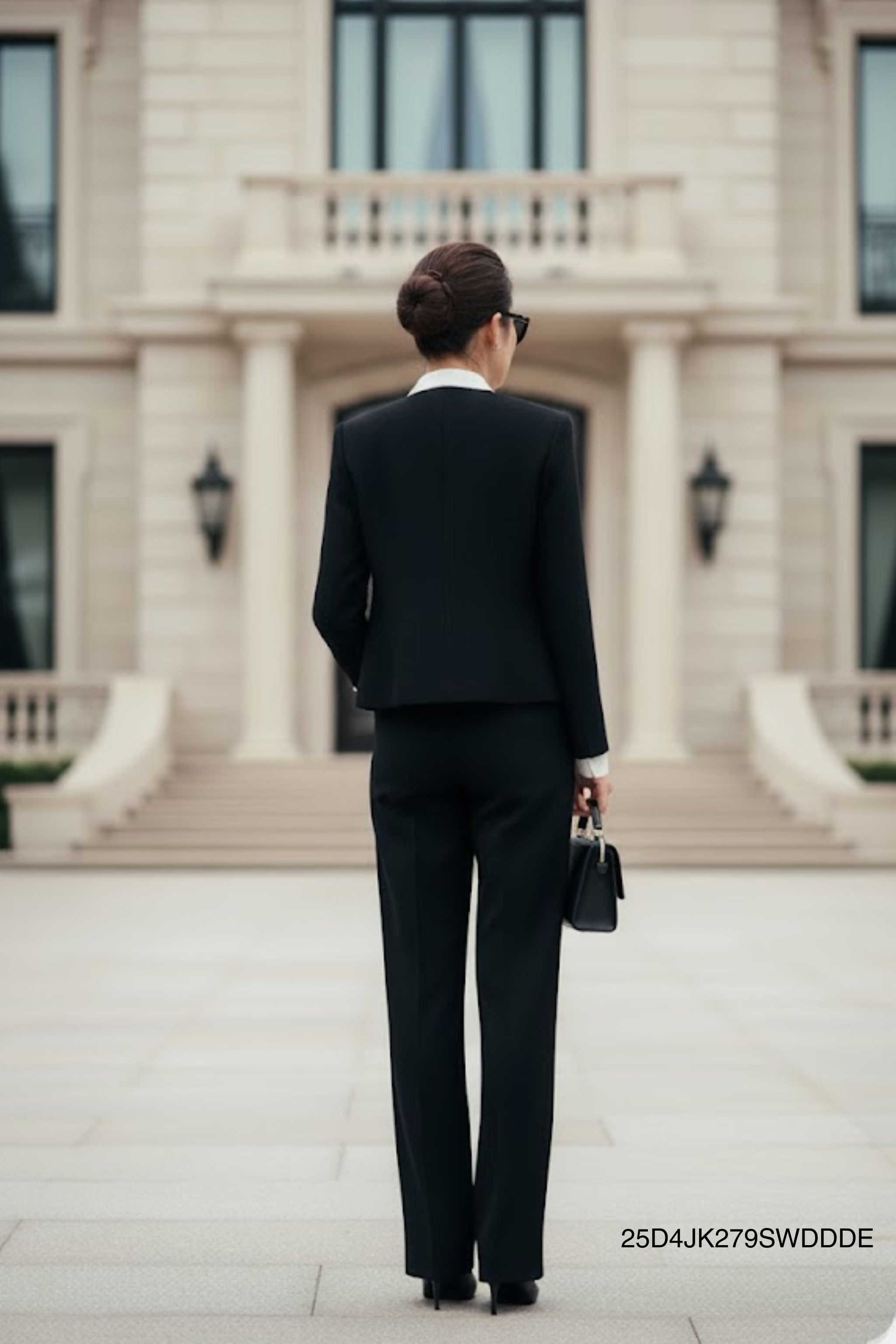 Áo khoác ngắn Vải dạ Đính hoa thủ công Cổ tròn Tay dài Dài qua eo_thumbnail_3