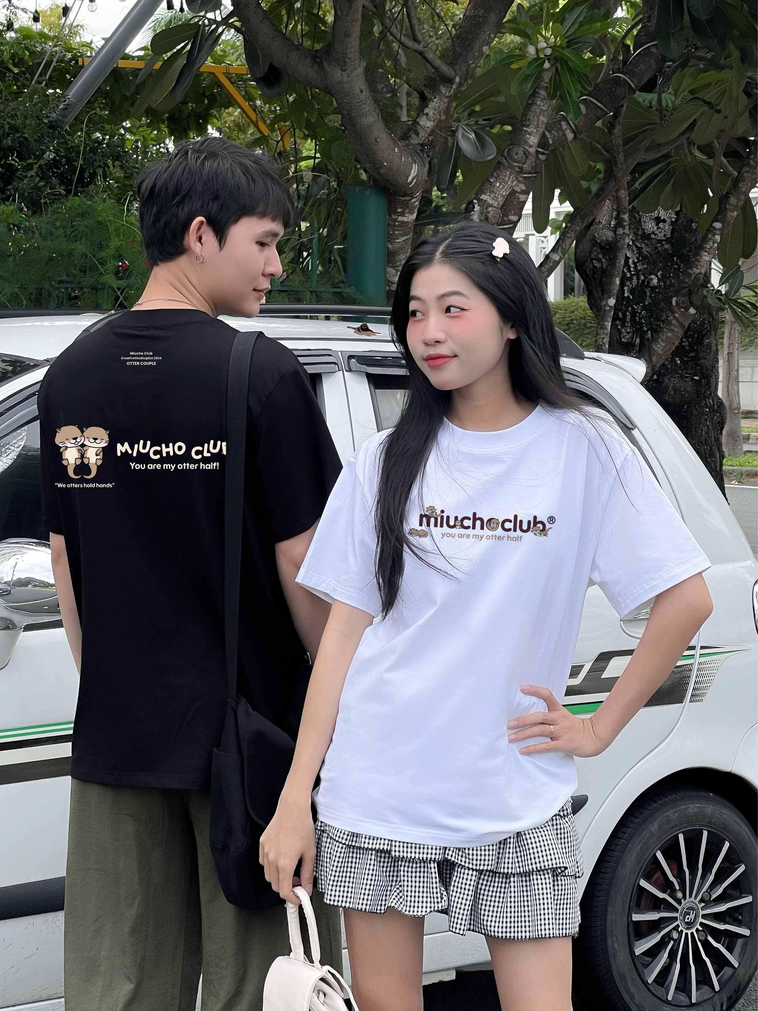 Áo thun cặp nam nữ form rộng 1945 Miucho cổ tròn vải 4c cotton 220gsm thoáng mát in mix_thumbnail_2