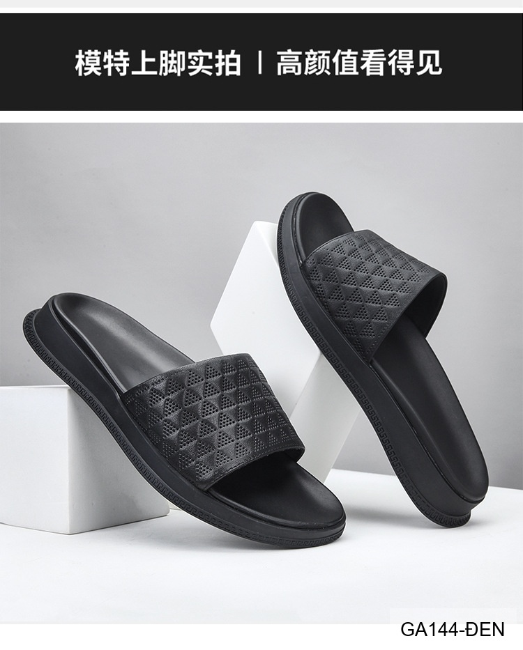 GA144 - Dép nam da thật đế cao su thoáng khí, kiểu dáng thời trang dễ phối đồ màu đen_thumbnail_16