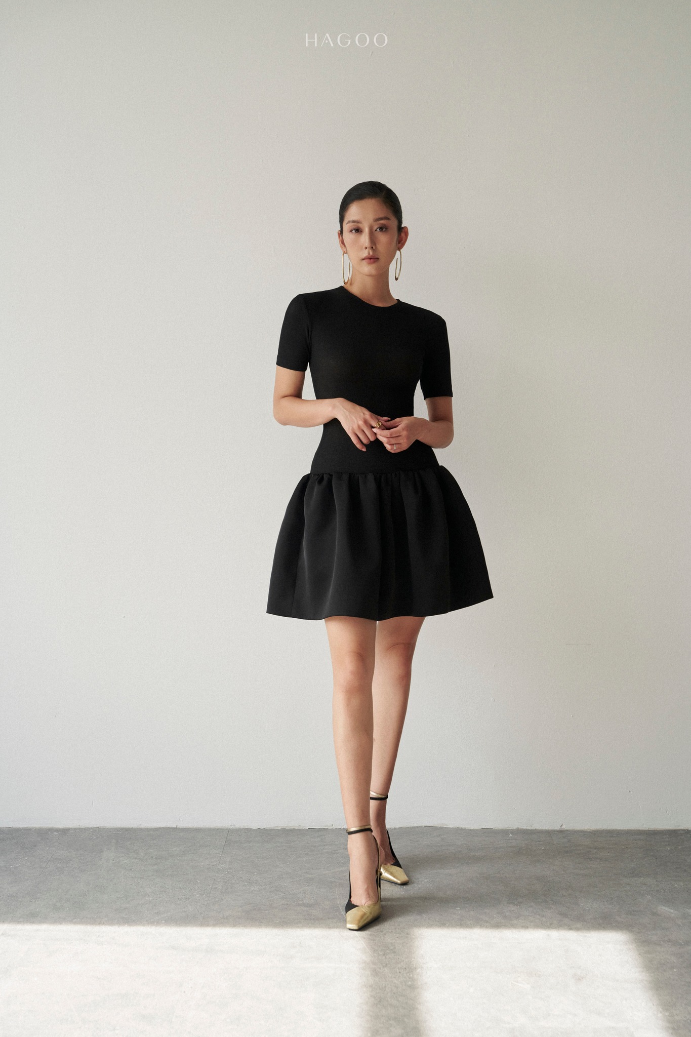 Váy xoè thun phối tafta lụa HAGOO_thumbnail_2