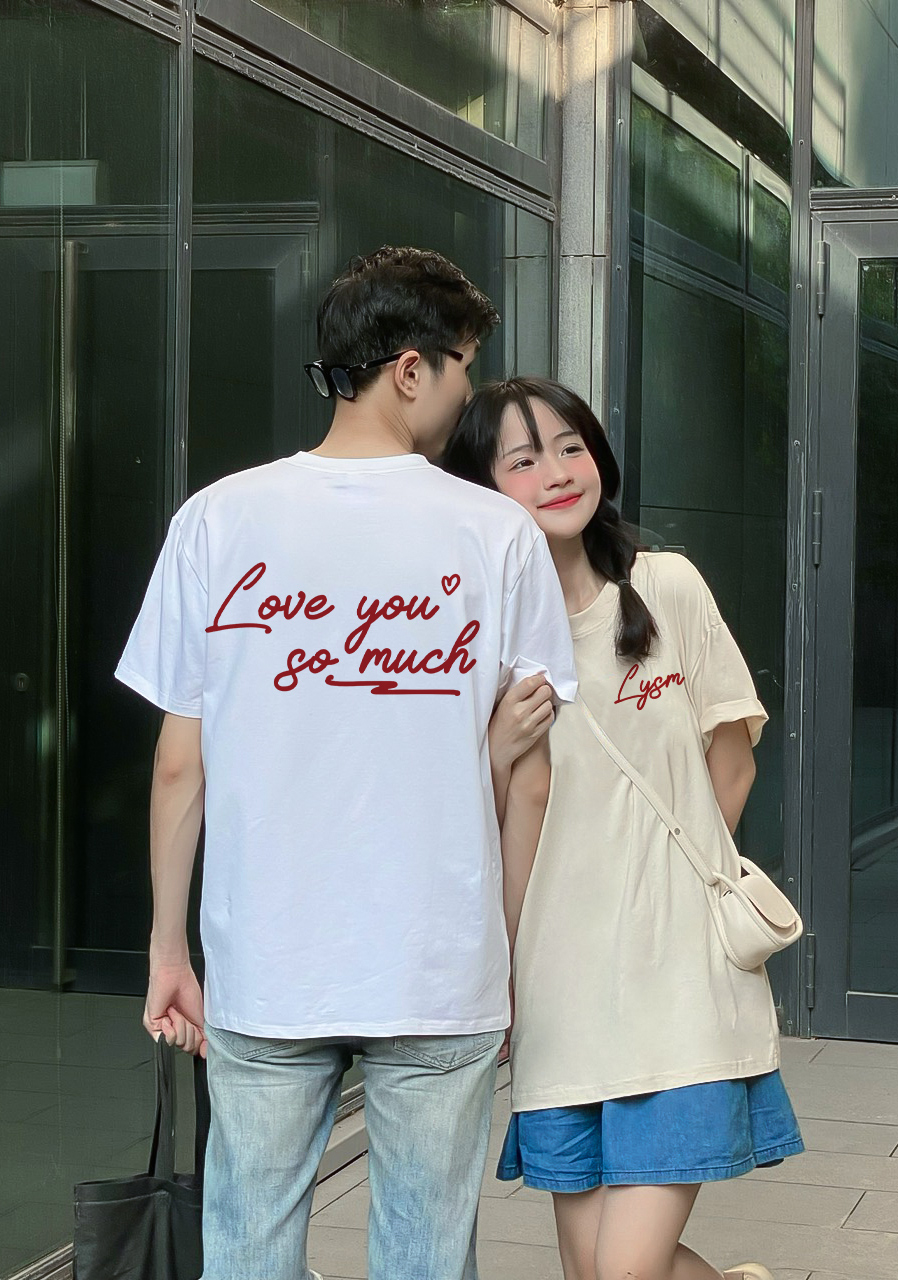 Áo thun cặp nam nữ LOVE YOU form rộng 1973 Miucho cổ tròn vải cotton 4c 220gsm thoáng mát in basic_thumbnail_2