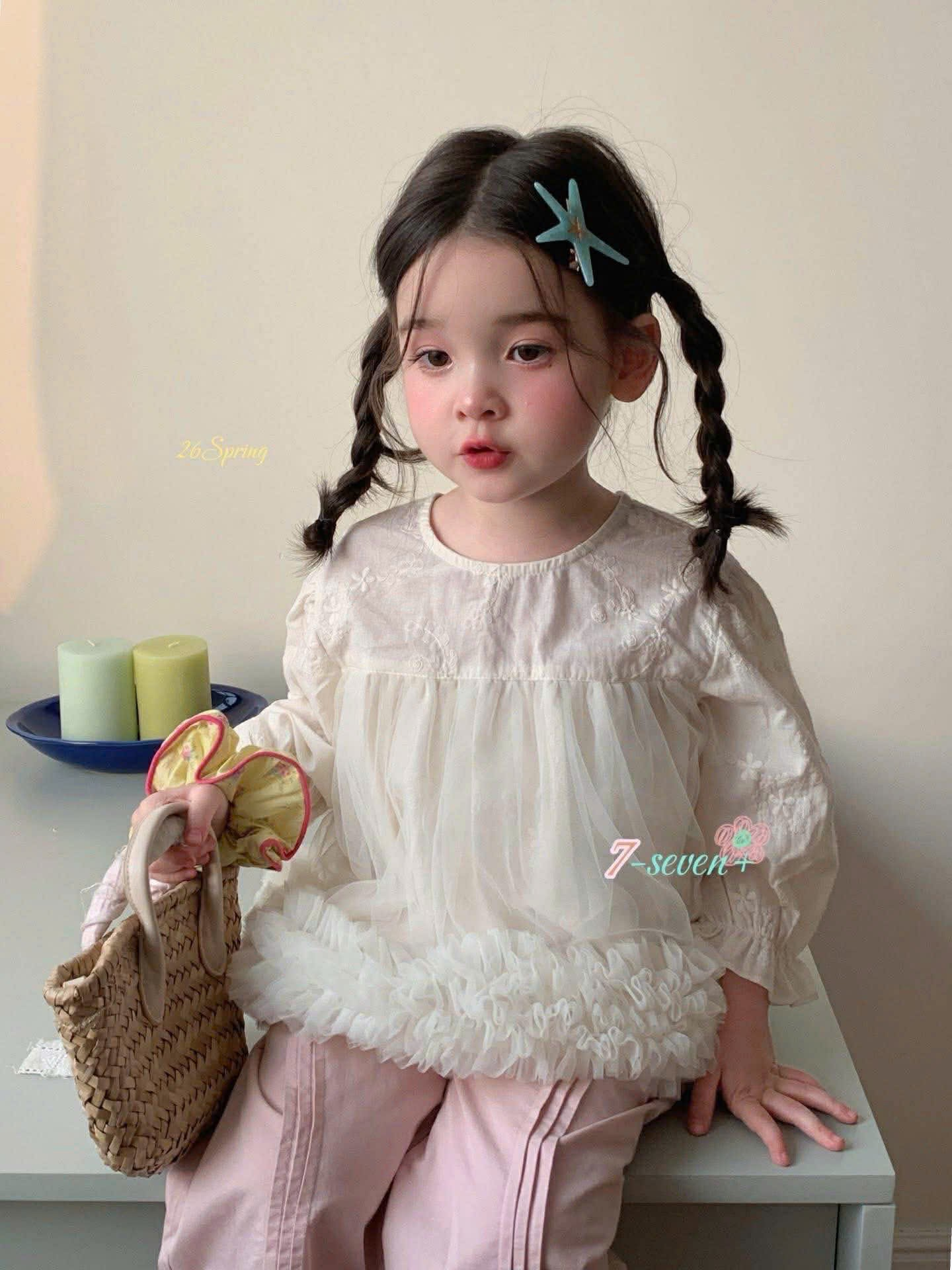 (H31) Áo thô voan trắng kem Seven_thumbnail_0