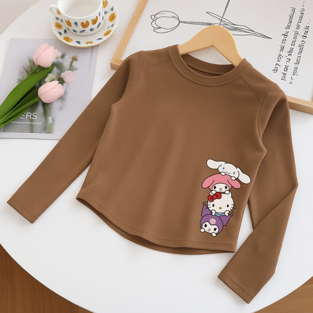 Áo thu đông cho bé gái in hình Hello Kitty, Melody  - Áo thun dài tay trẻ em-Loza Kids ON004_thumbnail_7