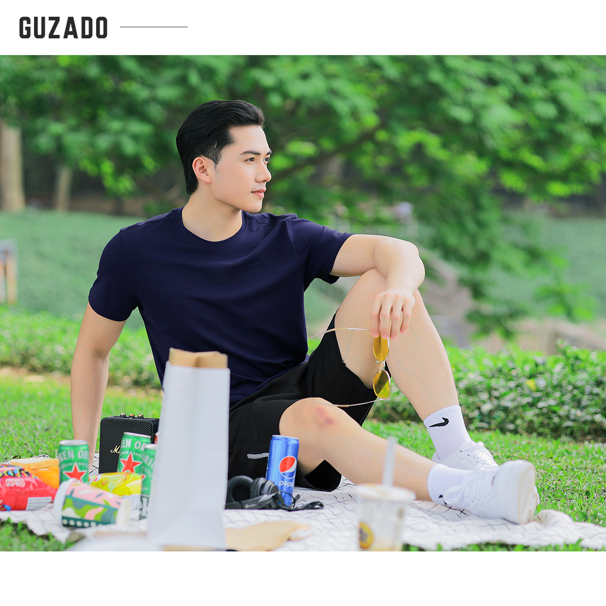 Đồ Bộ Guzado Áo Cotton Kết Hợp Quần Gió Basic  BTS03_thumbnail_22
