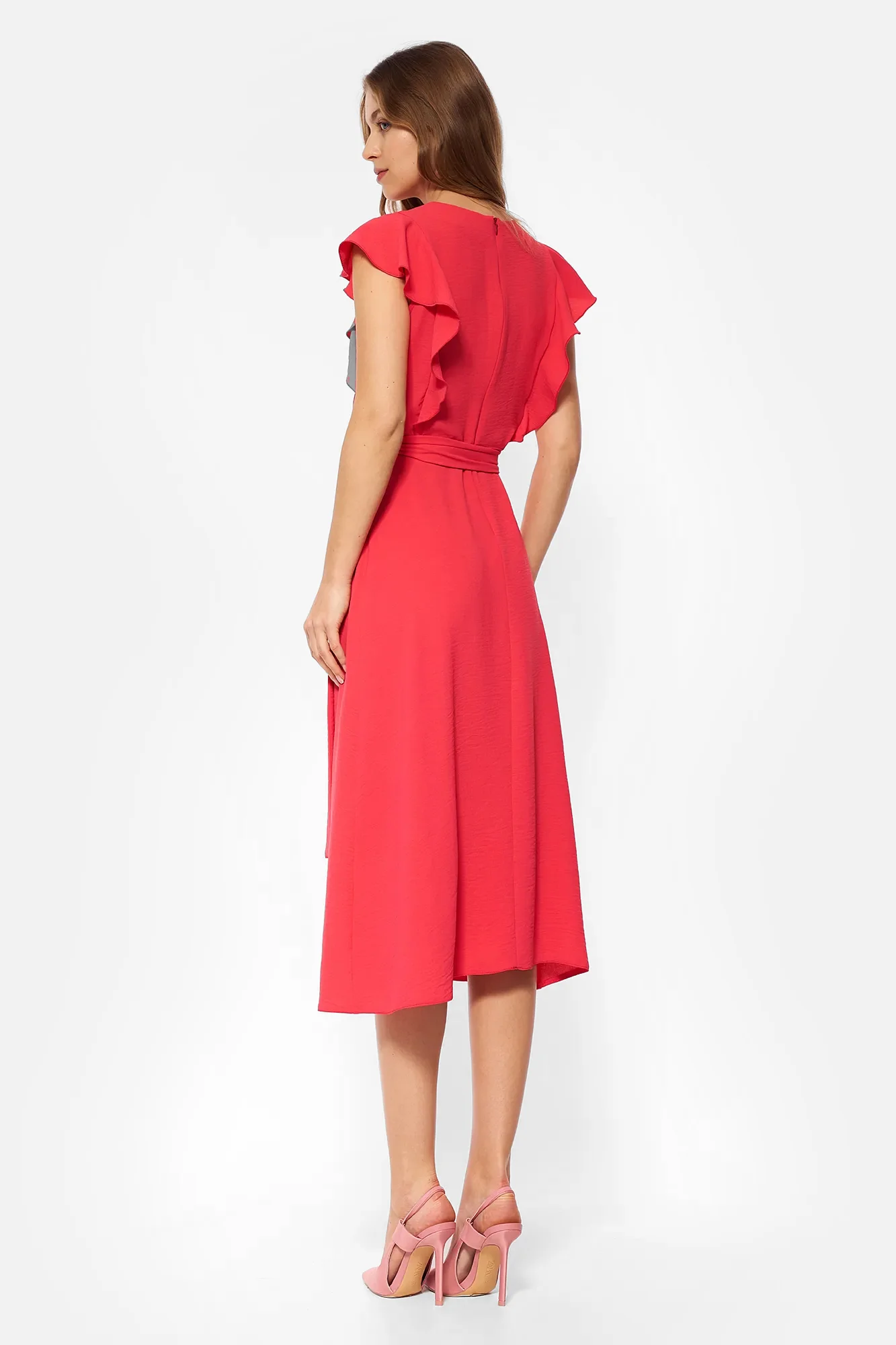 Chiffon dress with three frills