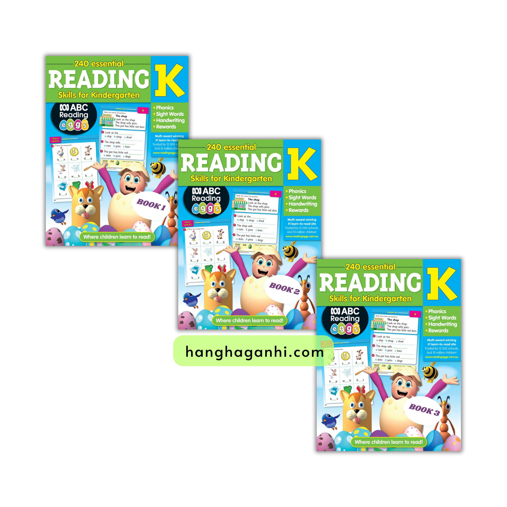 Combo 3 cuốn Reading Eggs 240 Essential Reading Skills for Kindergarten, grade K