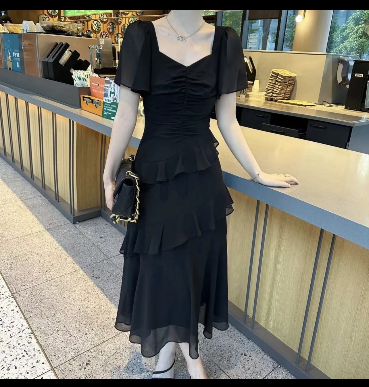 Đầm midi tay cánh tiên cổ u phối bèo xinh xắn_thumbnail_6