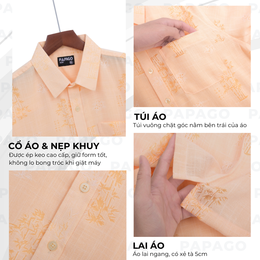 Áo sơ mi nam trung niên PAPAGO tay ngắn lai ngang họa tiết - P23SNHT006_thumbnail_5