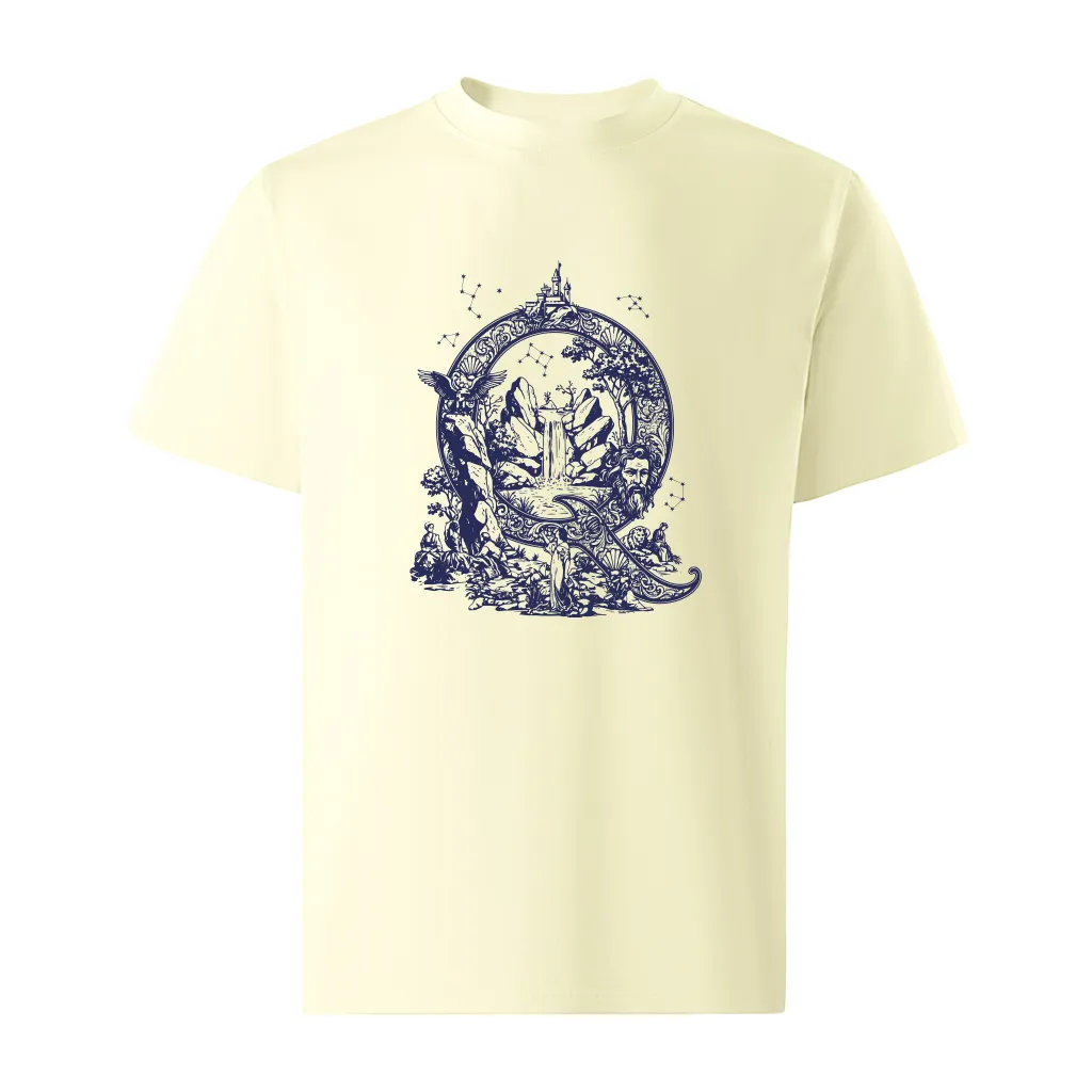 Áo thun form rộng Miucho Iconic chữ Q nghệ thuật vải cotton thoáng mát cổ tròn tay ngắn 2762_thumbnail_10