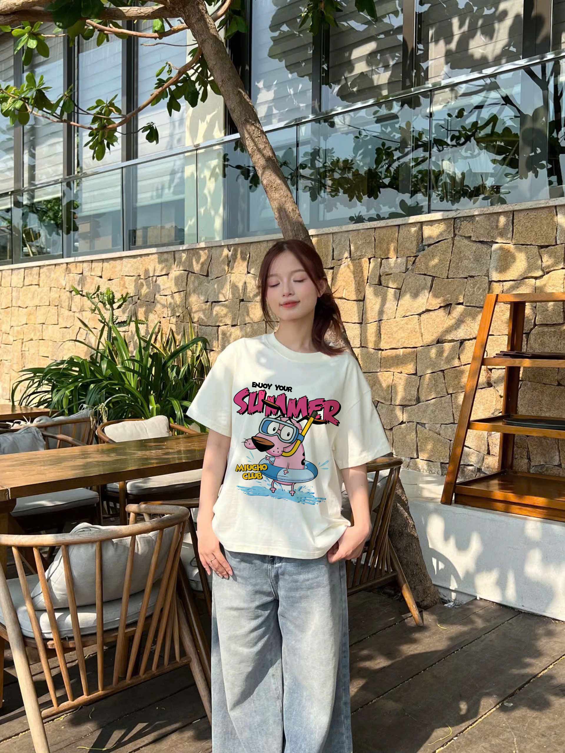 Áo thun boxy hè biển 2329 Miucho chất vải cotton 2 chiều cao cấp dày dặn đứng form in mix_thumbnail_2