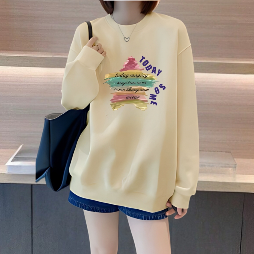 Áo sweater nữ in hình thời trang - Áo nỉ thu đông dáng rộng - Loza NT7606_thumbnail_1
