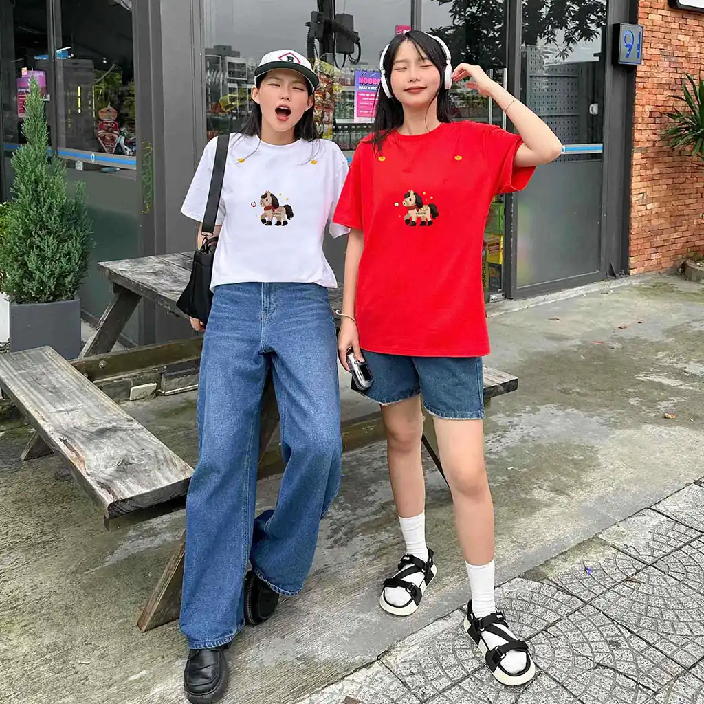 Áo thun Tết Bính Ngọ nam nữ form rộng dễ thương Miucho vải thoáng mát tôn dáng_thumbnail_3