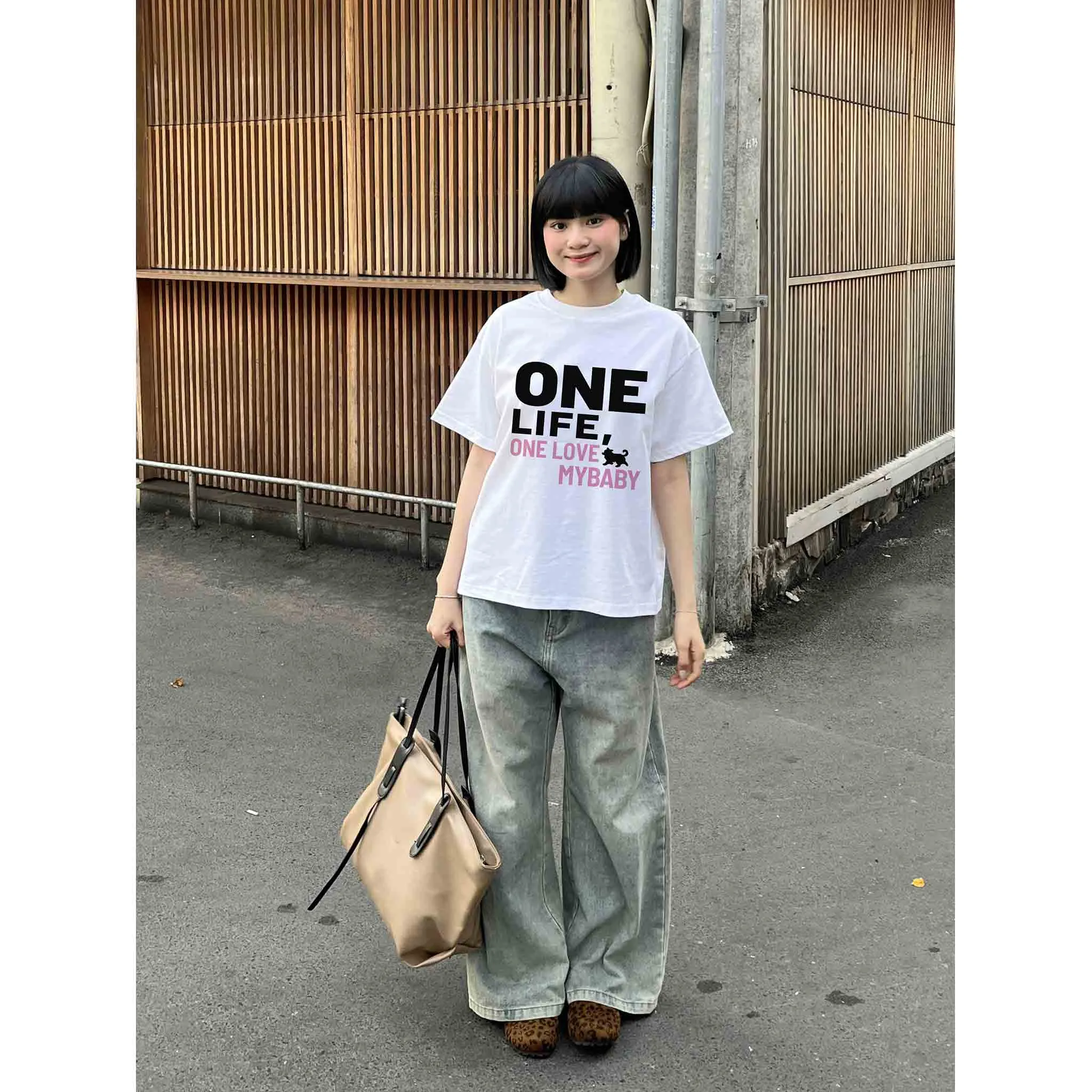 Áo thun cặp form boxy ONE LIFE 2550 Miucho chất vải cotton thoáng mát mềm mại dễ phối đồ_thumbnail_4