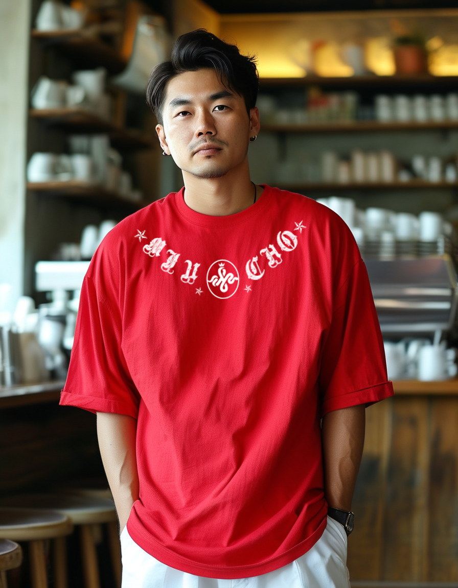 Áo phông tết form rộng cổ tròn vải cotton 4c co giãn thoáng mát 1829 Miucho Iconic in mix_thumbnail_3