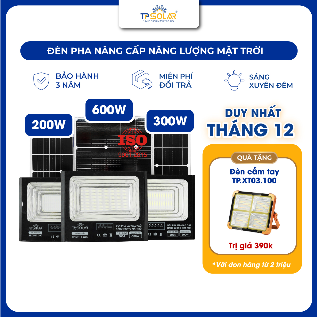 Đèn pha 1 chóa bản nâng cấp led 5054 năng lượng mặt trời TP.DP11