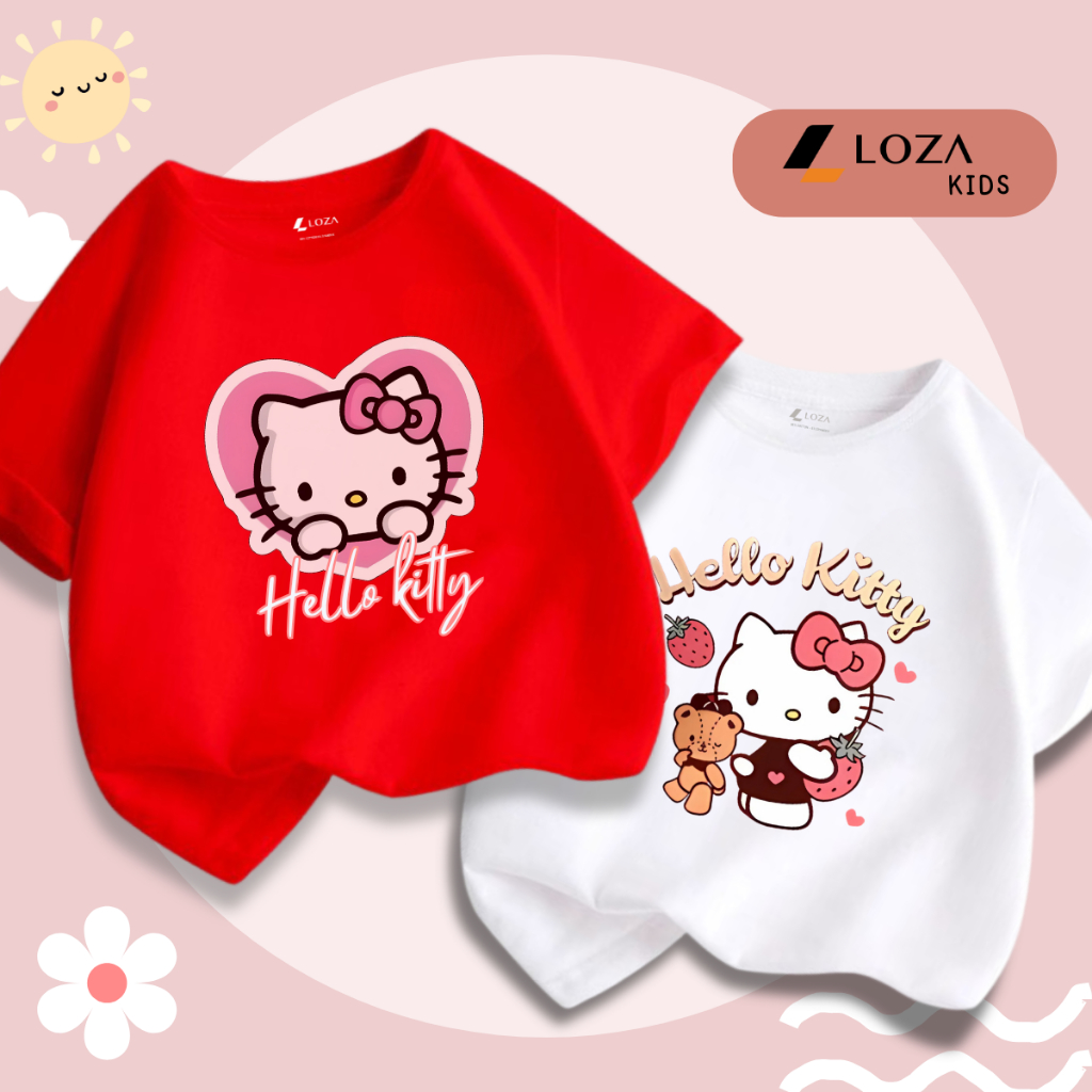 Áo Hello Kitty 2025 cho bé gái size từ 15-40kg- Áo phông bé gái mùa hè Loza Kids - CA009_thumbnail_0