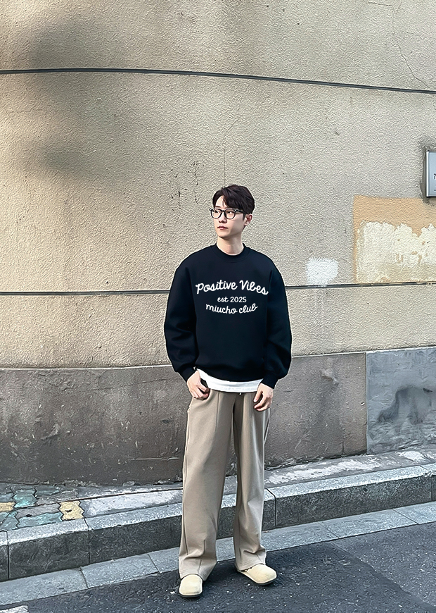 Áo sweater nam form boxy 1930 Miucho cổ tròn vải nỉ bông 350 GSM dày dặn in typography_thumbnail_7