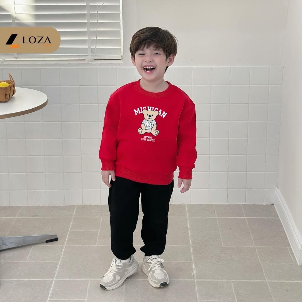 Bộ nỉ bé trai in hình gấu M - Loza Kids BI554_thumbnail_2