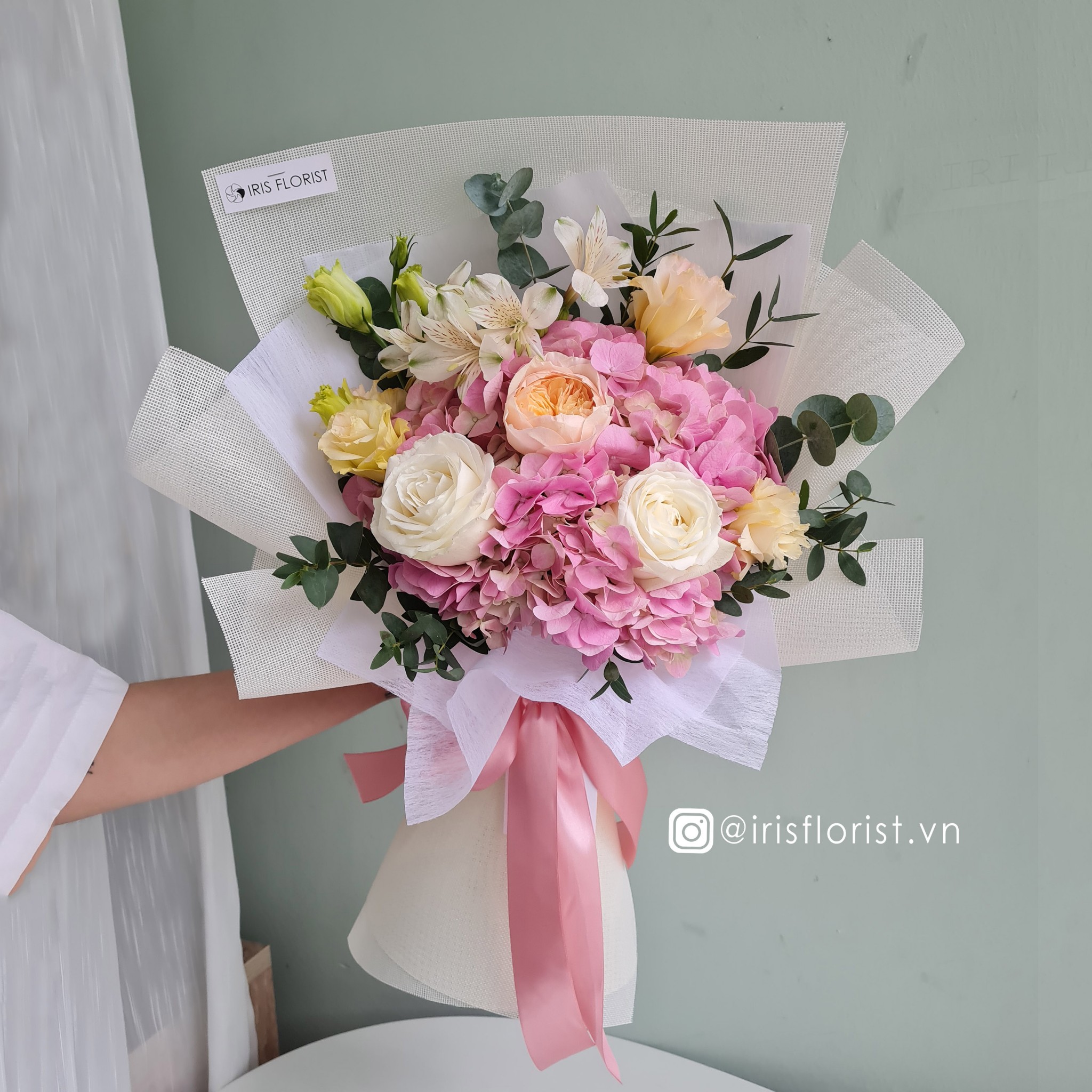 Tú cầu hồng mix - Vải thô